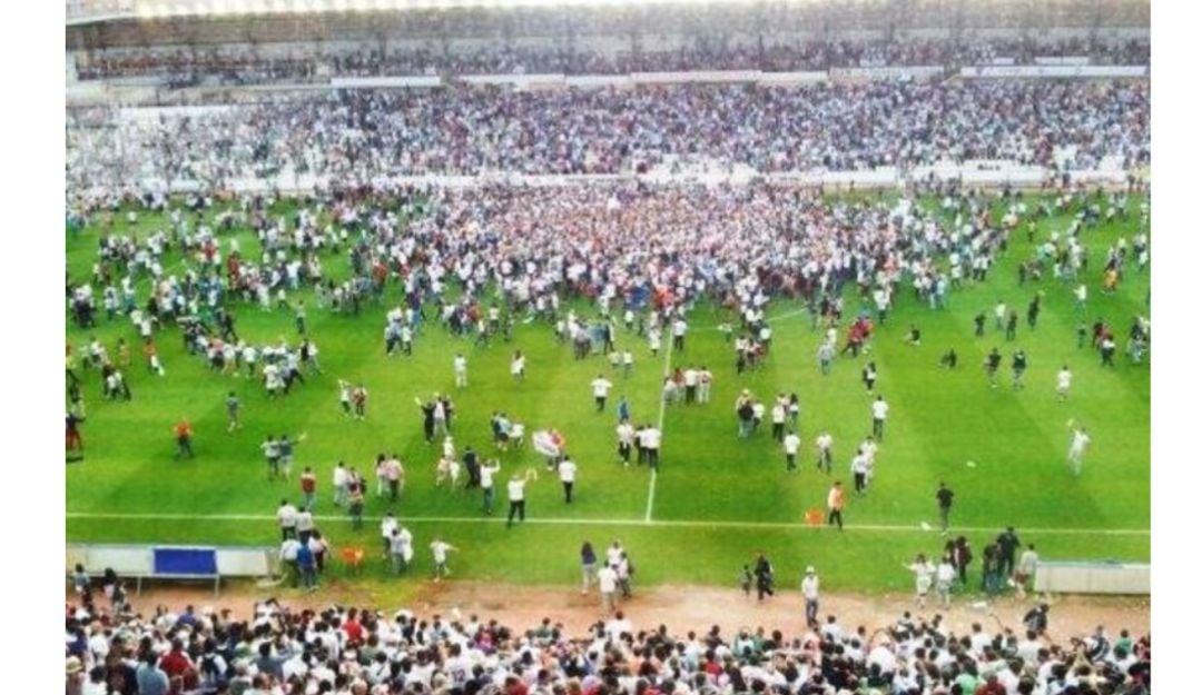 Celebración del ascenso en el Carlos Belmonte