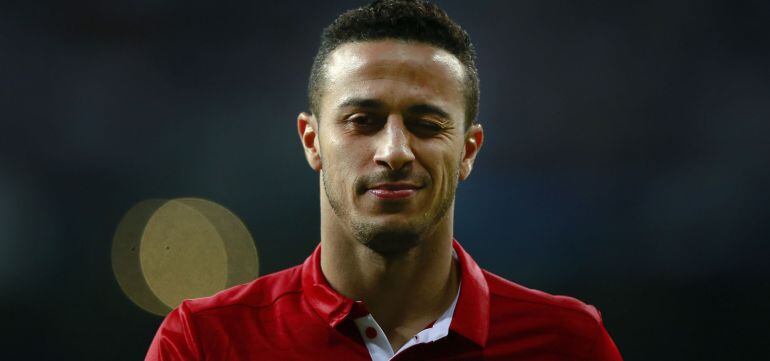 Thiago guiña el ojo en uno de sus partidos con el Bayern