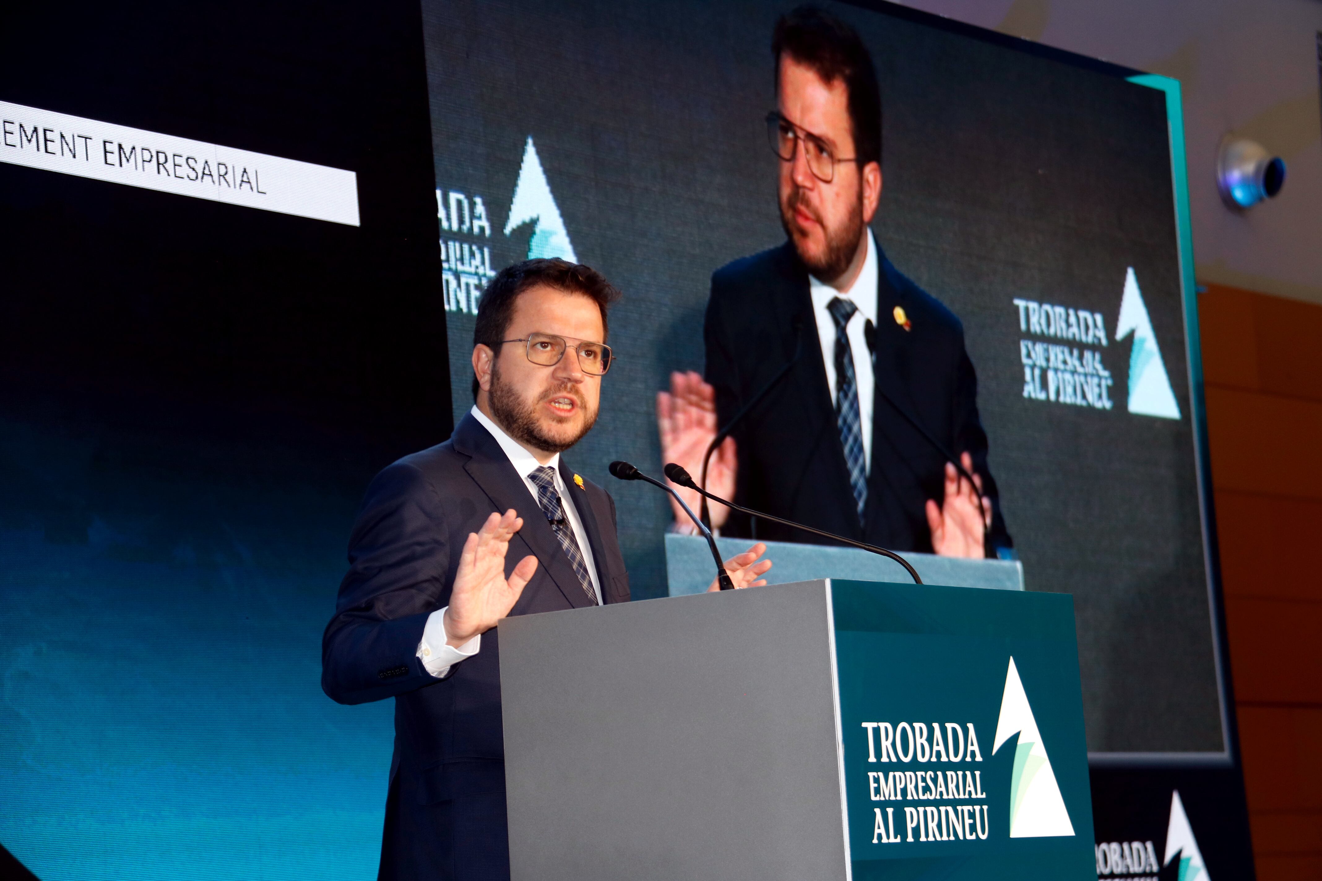 El president de la Generalitat, Pere Aragonès, ha inaugurat la Trobada Empresarial al Pirineu aquest divendres, 11 de juny. Foto: ACN.
