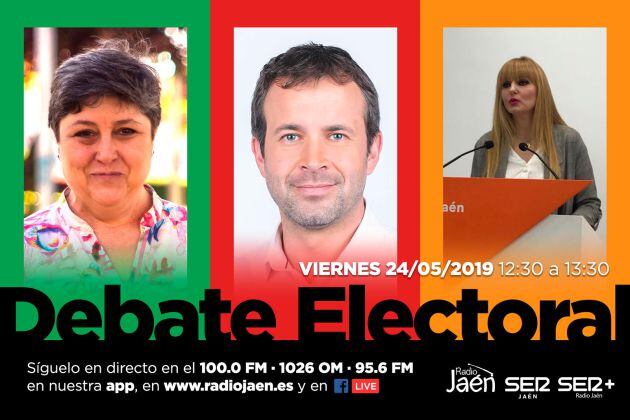 De izquierda a derecha, la candidata de Adelante Andaluc&iacute;a, Luc&iacute;a Real; Julio Mill&aacute;n (PSOE) y Mar&iacute;a Cantos (Ciudadanos).