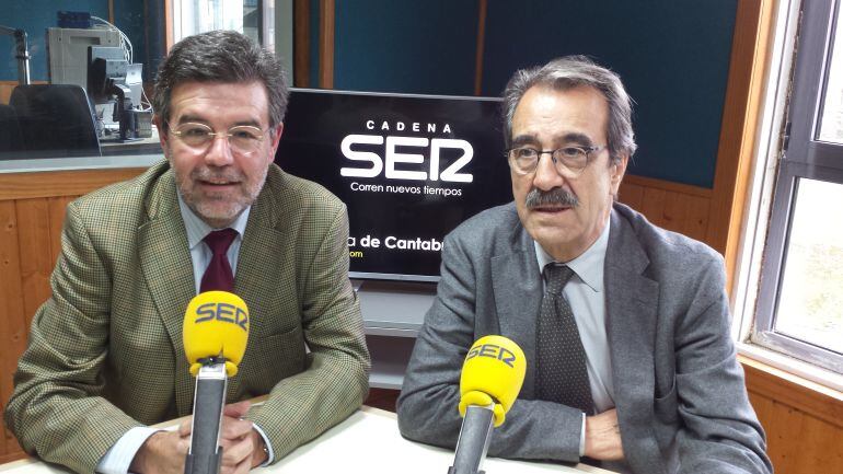 Los economistas Angel Agudo y Emilio Ontiveros en el estudio de la SER 