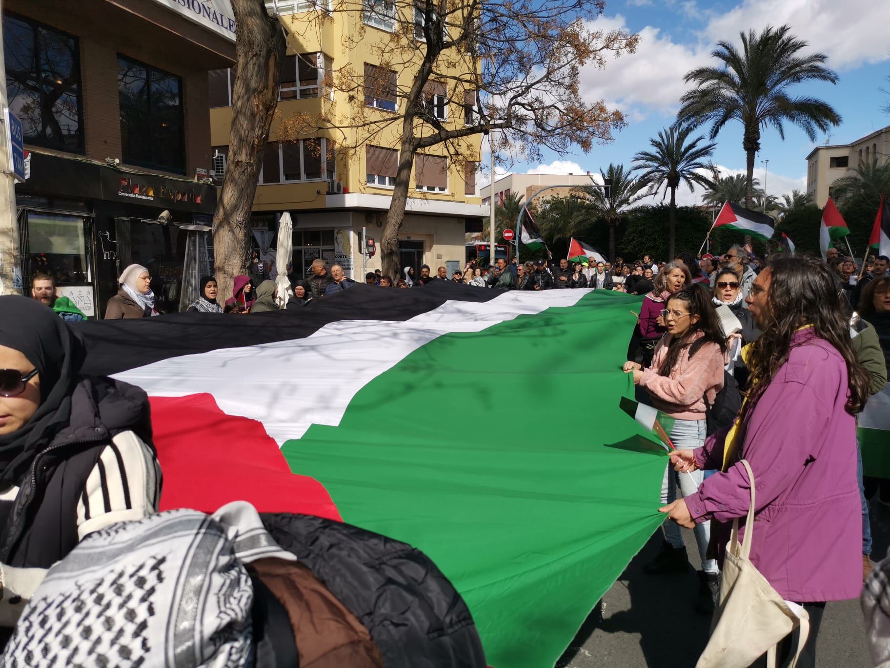 Manifestación en apoyo al pueblo palestino, este sábado en Alicante. Foto: Daniel Rodríguez