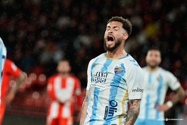 El defensa del Málaga Dani Sánchez, autor del primer gol ante el Almería