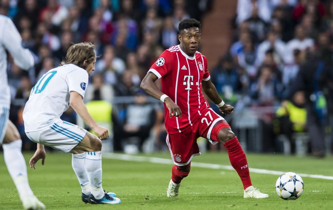 David Alaba, en un partido entre el Real Madrid y el Bayern de Múnich.