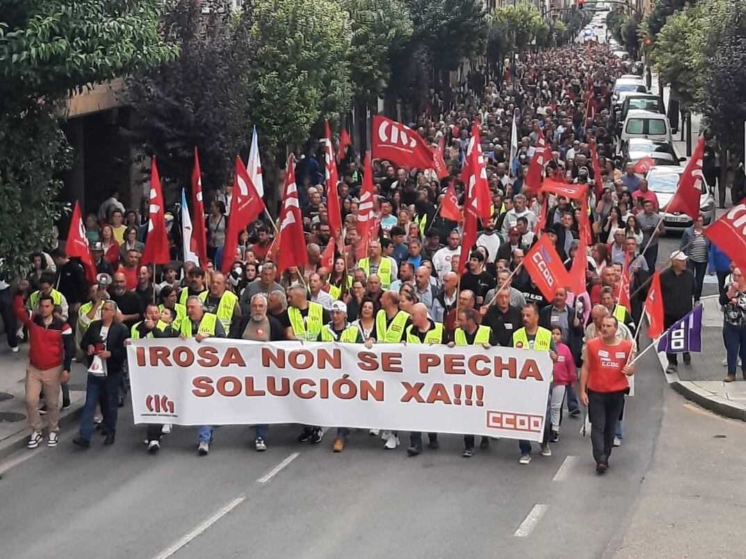 Manifestación de los trabajadores de las pizarreras Irosa-Samaca el pasado 19 de septiembre de 2023 en O Barco