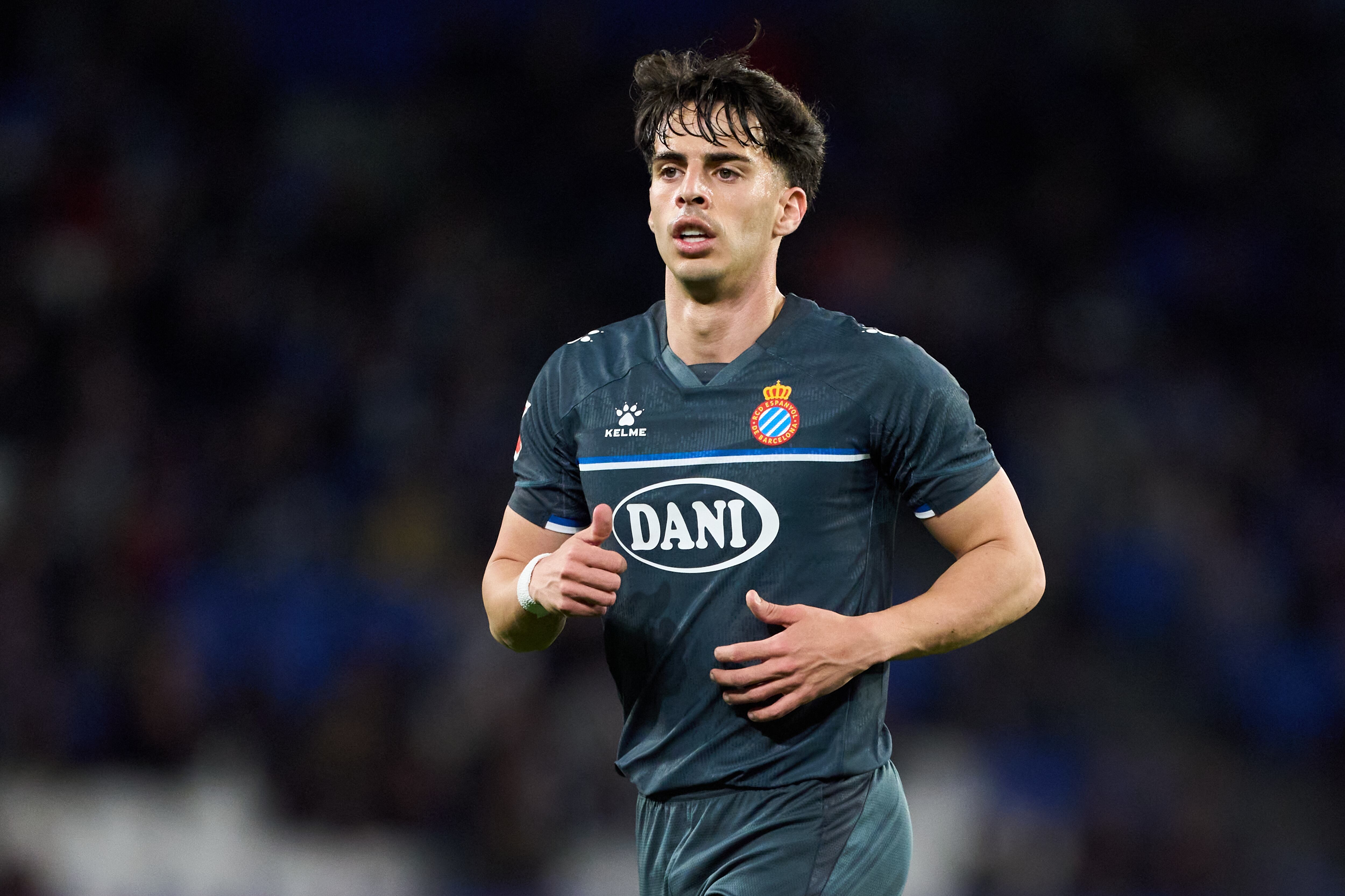 El jugador del Espanyol Álvaro Aguado durante un partido de fútbol