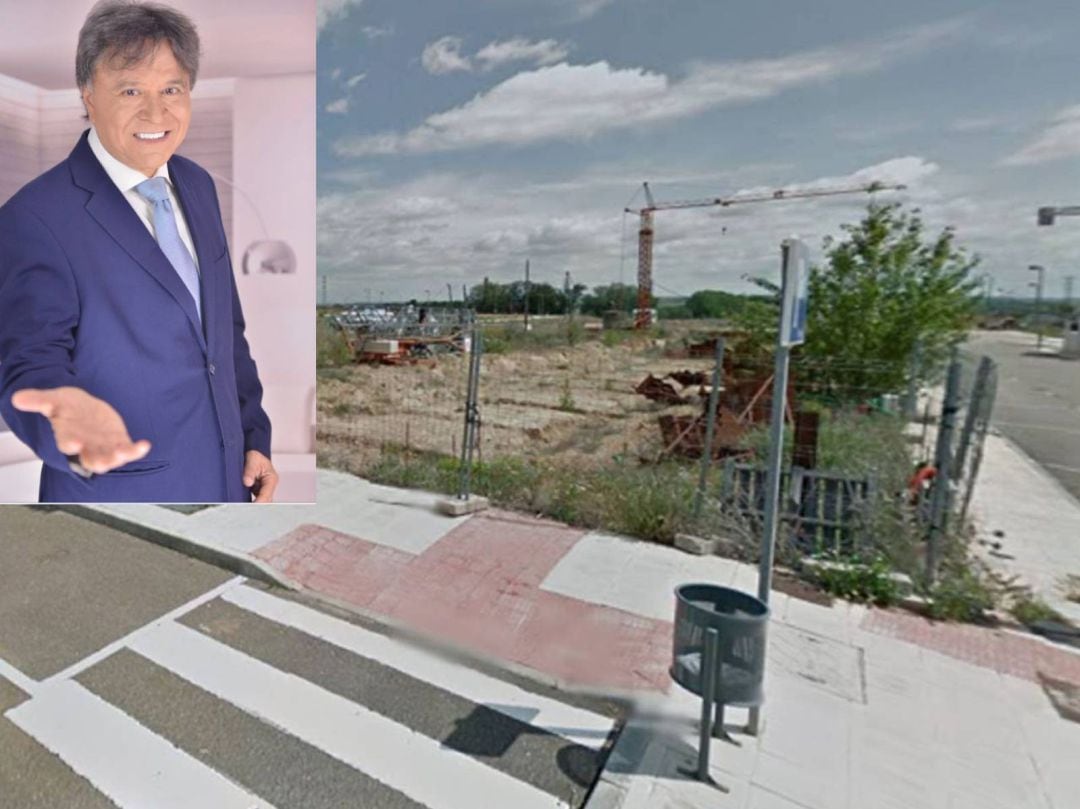  El promotor inmobiliario Román Rollón en la actualidad junto a la fotografía de una parcela destinada a la construcción de viviendas en la Urbanización Siglo XXI de Zamora