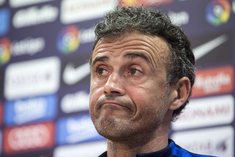 Luis Enrique, en la sala de prensa