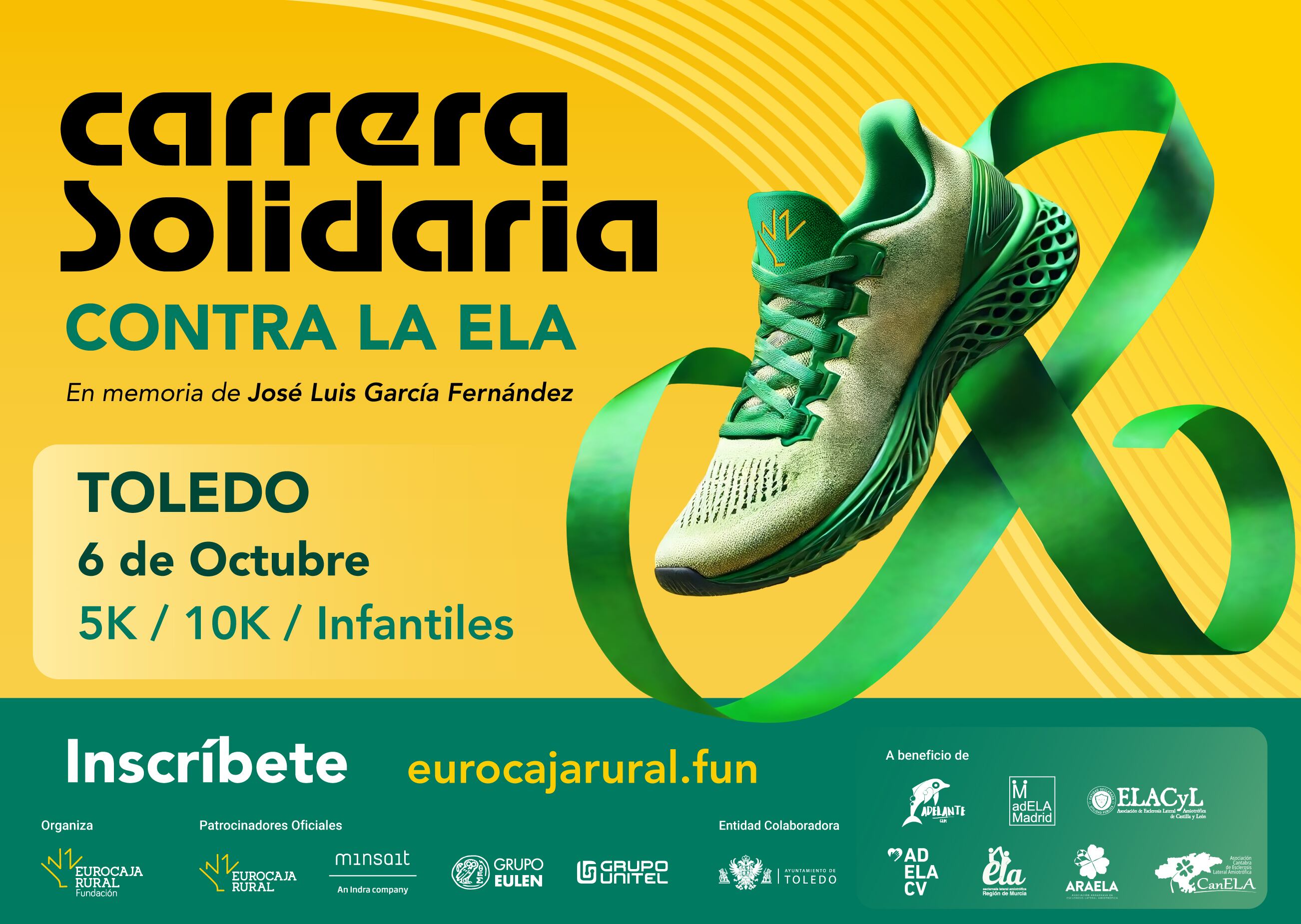 Cartel anunciador de la carrera solidaria contra la ELA de 2024, que se celebrará el 6 de octubre en Toledo