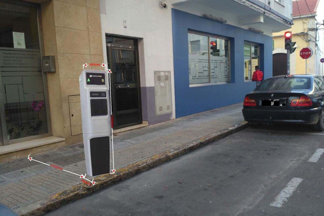 Punto de carga para coches eléctricos en la ciudad Oliva. 