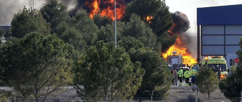 Imagen del accidente del F-16 en la base aérea de Los Llanos