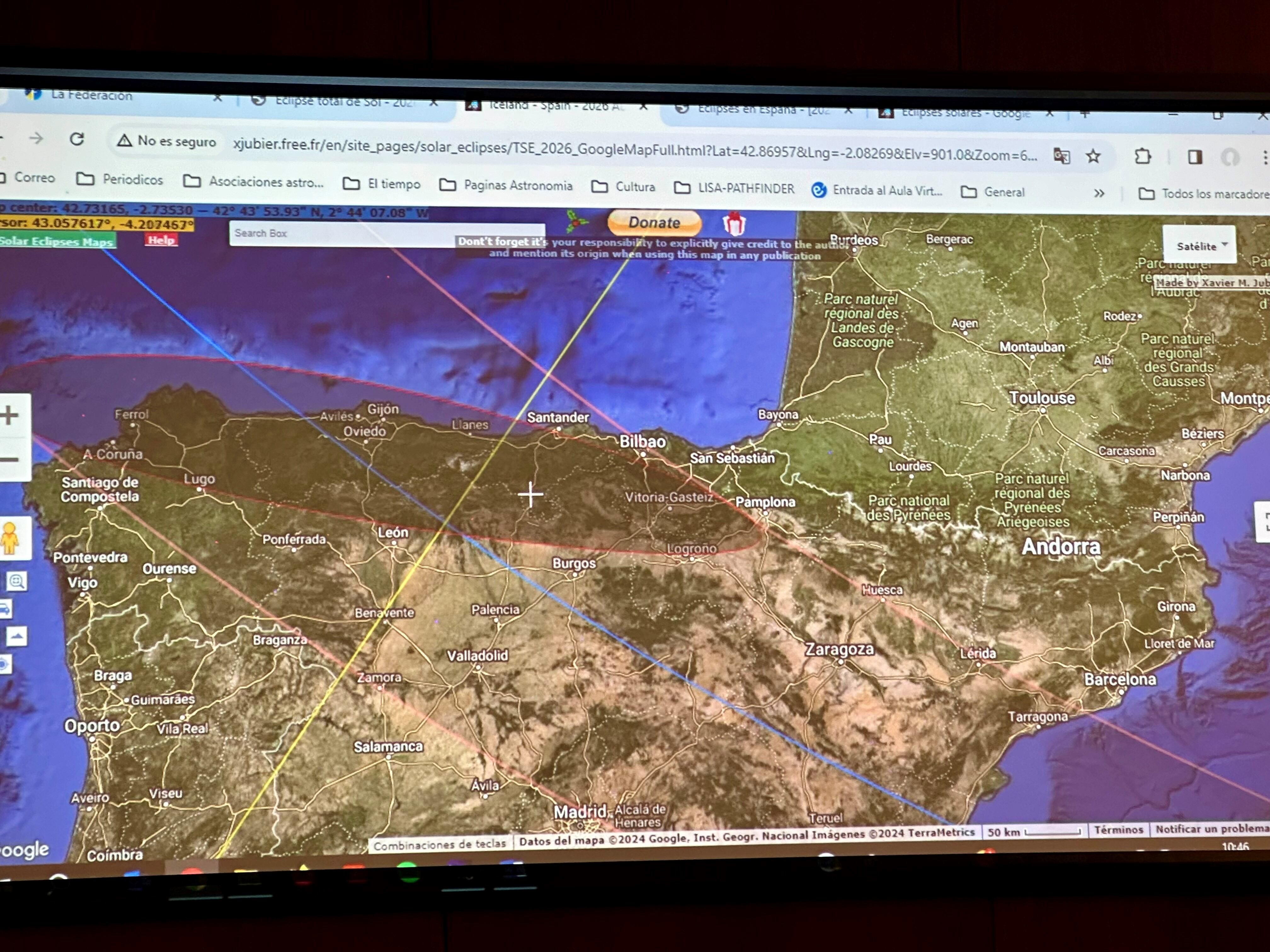 Mapa del futuro eclipse