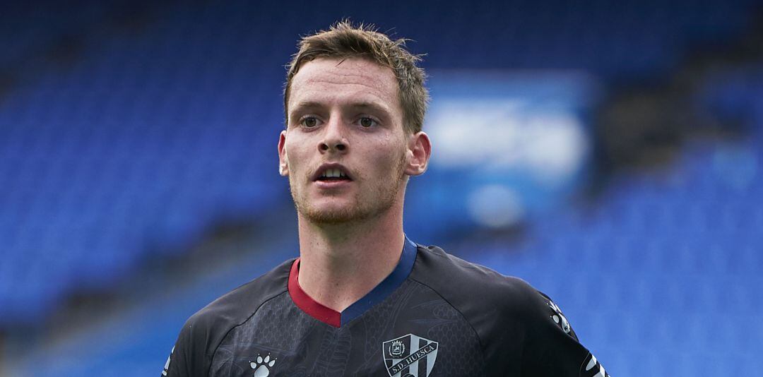 Sergio Gómez, durante un partido de la SD Huesca