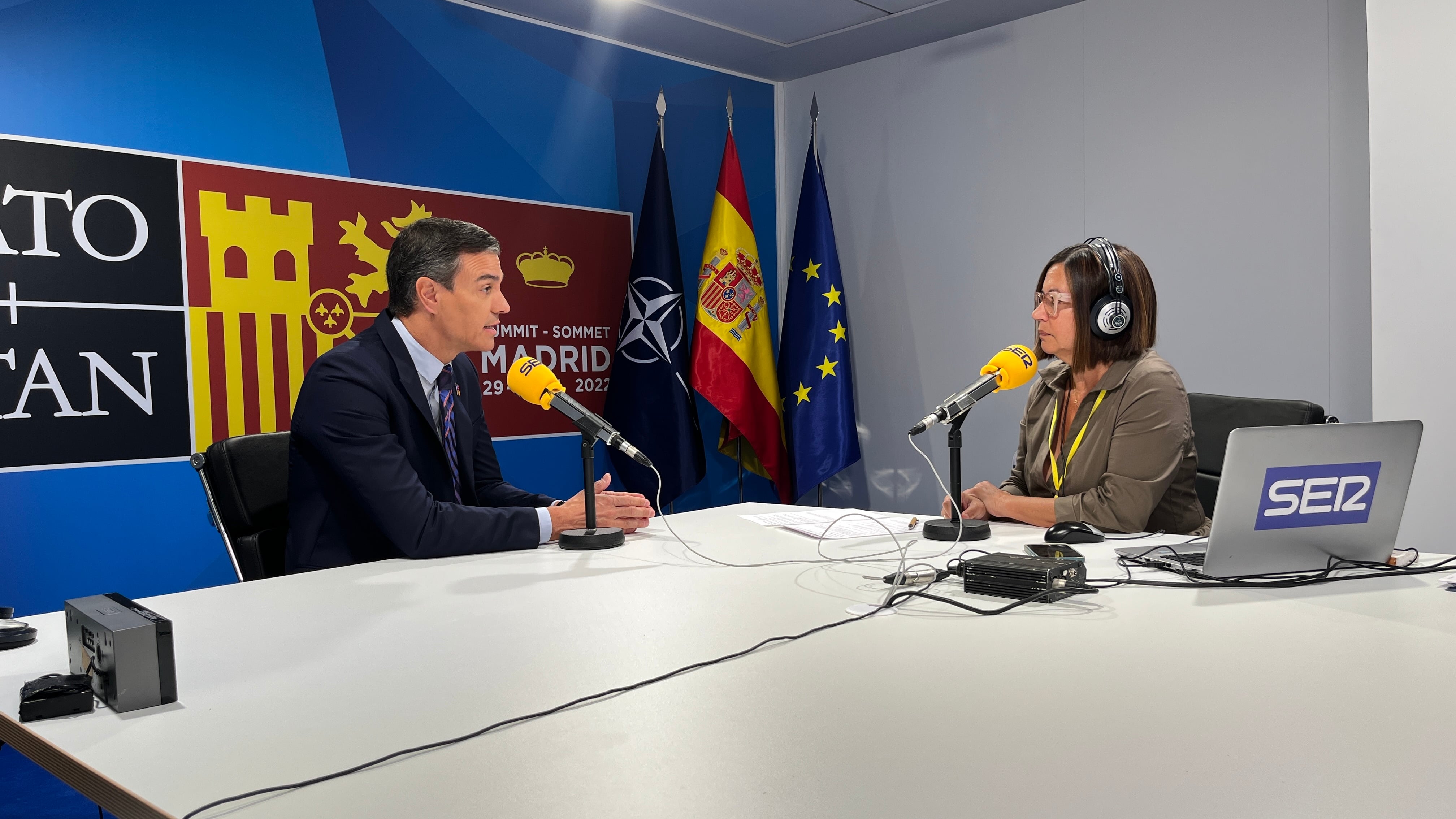 Pedro Sánchez, durante la entrevista en la SER con motivo de la cumbre de la OTAN en Madrid.