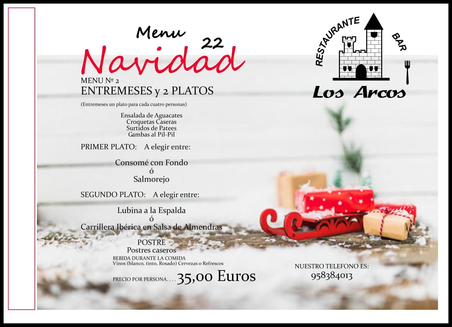 Meníu de Navidad en Venta Los Arcos (Iznalloz).