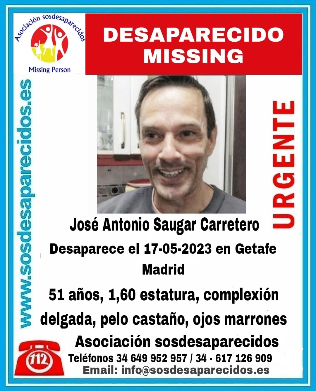 José Antonio Saugar, desaparecido en Getafe