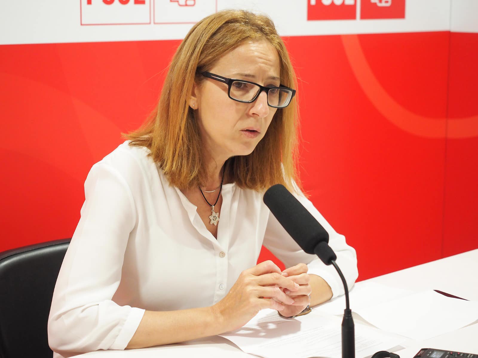 María del Carmen Iglesias, portavoz de la Ejecutiva Provincial del PSOE, en la sede en una foto de archivo