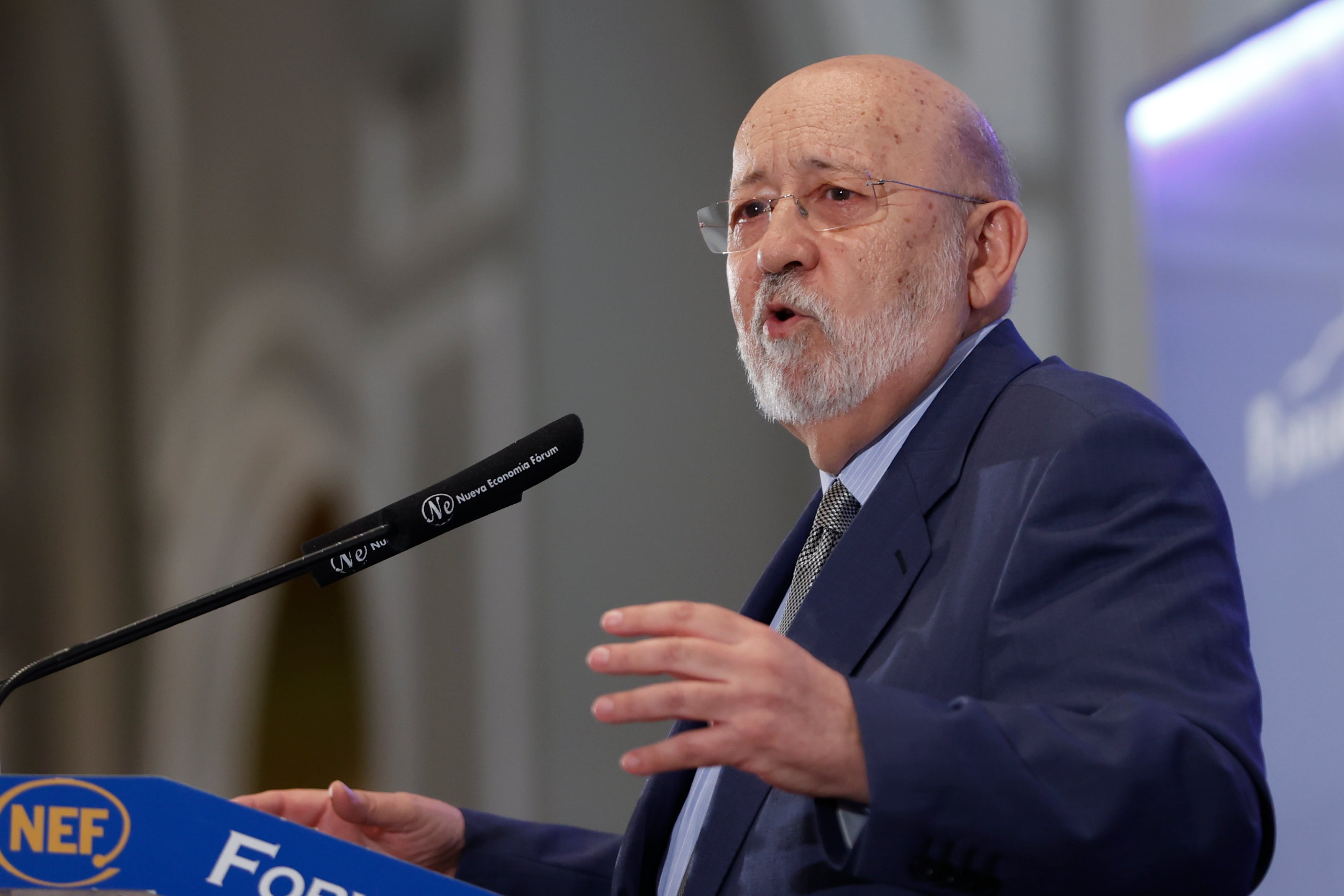 El presidente del Centro de Investigaciones Sociológicas (CIS), José Félix Tezanos, protagoniza un desayuno informativo celebrado, este lunes en Madrid.