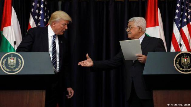 Donald Trump y Mahmud Abbas este martes en Belén.