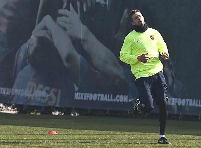 Piqué, durante el entrenamiento