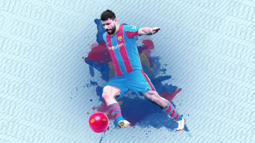 Imagen del Kun Agüero en la web del Barça