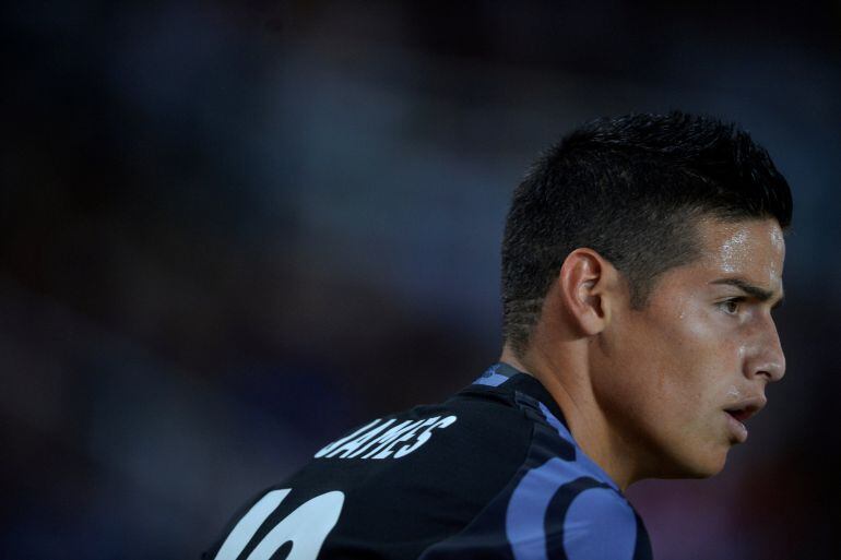 James Rodríguez, durante el partido del Real Madrid en Anoeta