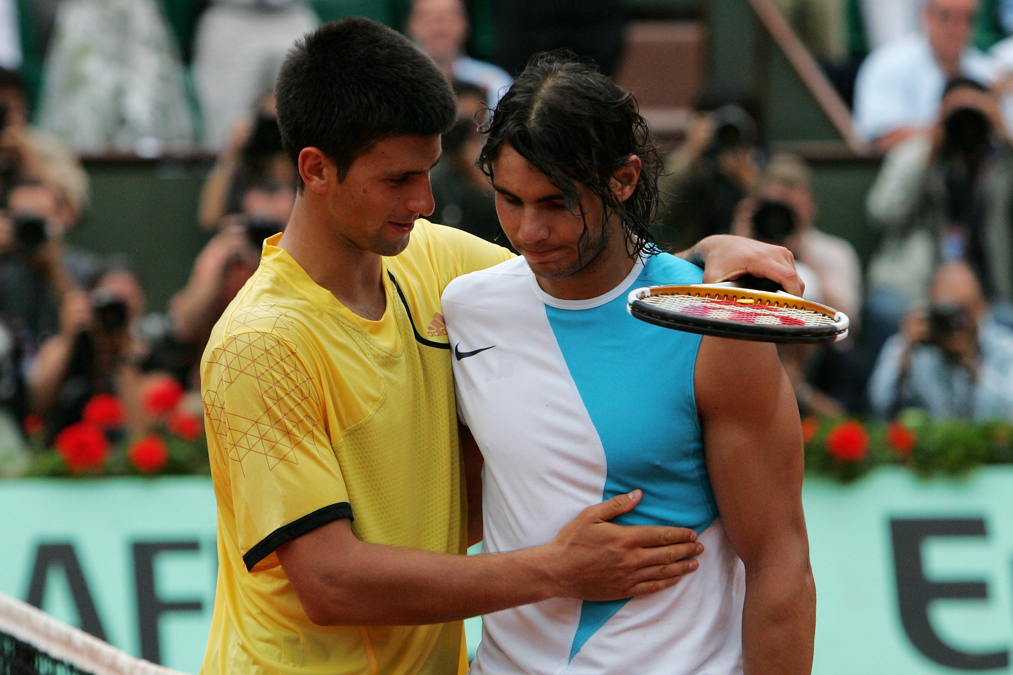 Djokovic y Nadal hablan en Roland Garros, en 2007.