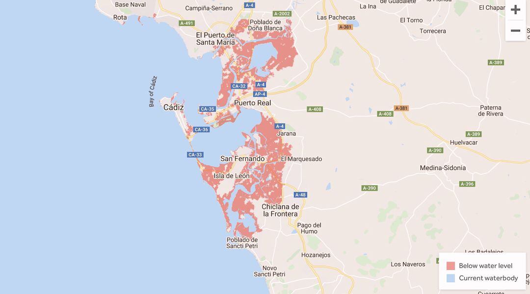 Previsión de crecimiento de zonas inundables en 2050