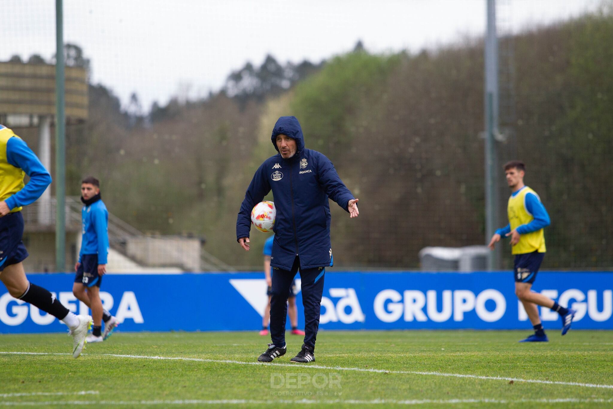 Óscar Cano en un entrenamiento del Deportivo