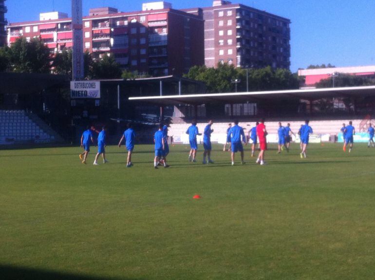 Uno de los entrenamientos del CF Talavera en esta semana. 