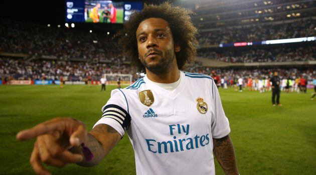 Marcelo, durante el último encuentro de pretemporada del Real Madrid