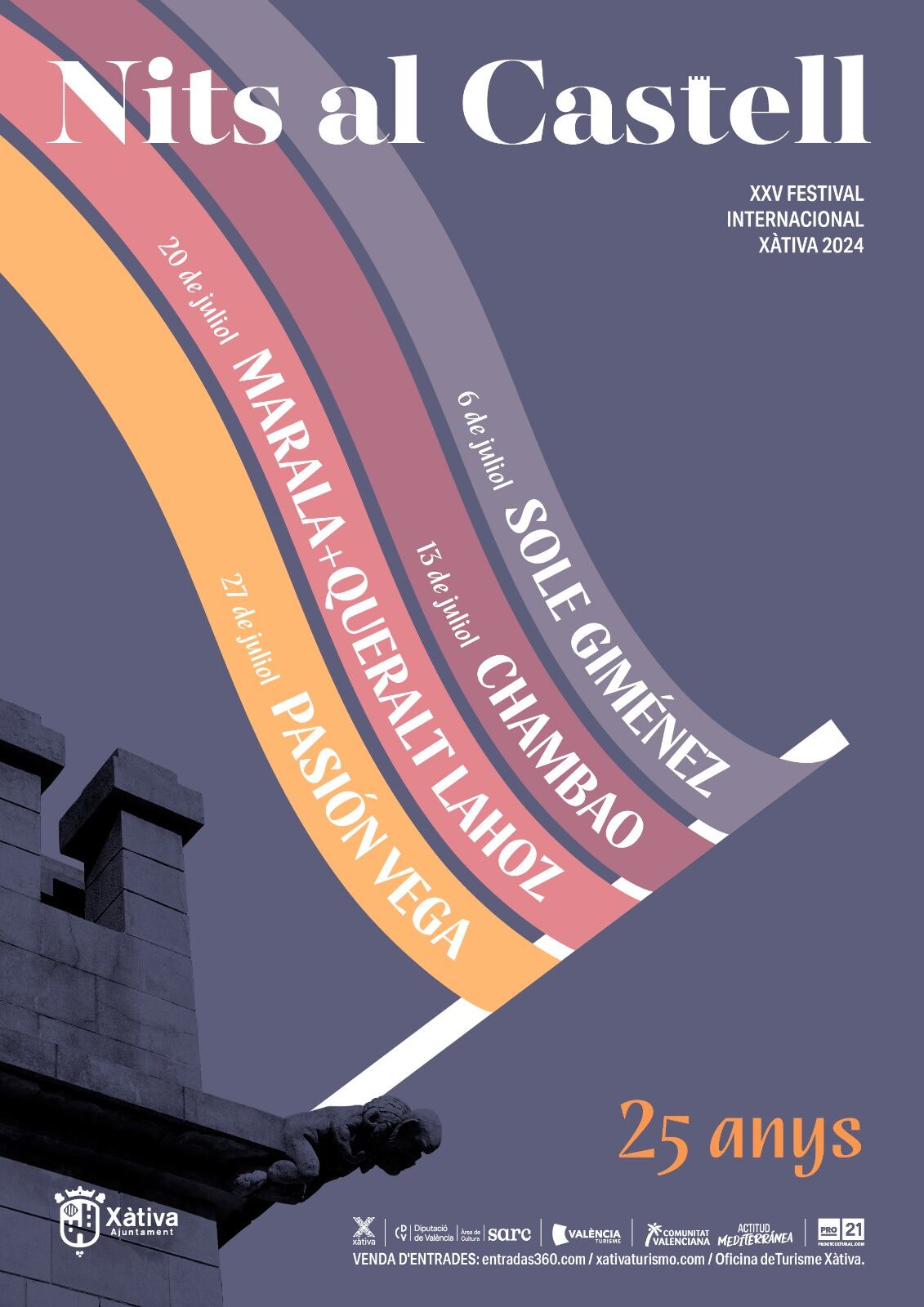 El cartel de este XXV aniversario del Festival Internacional Nits al Castell ha sido realizado por Elena Ortolà.