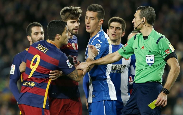 Luis Suárez en el partido ante el Espanyol