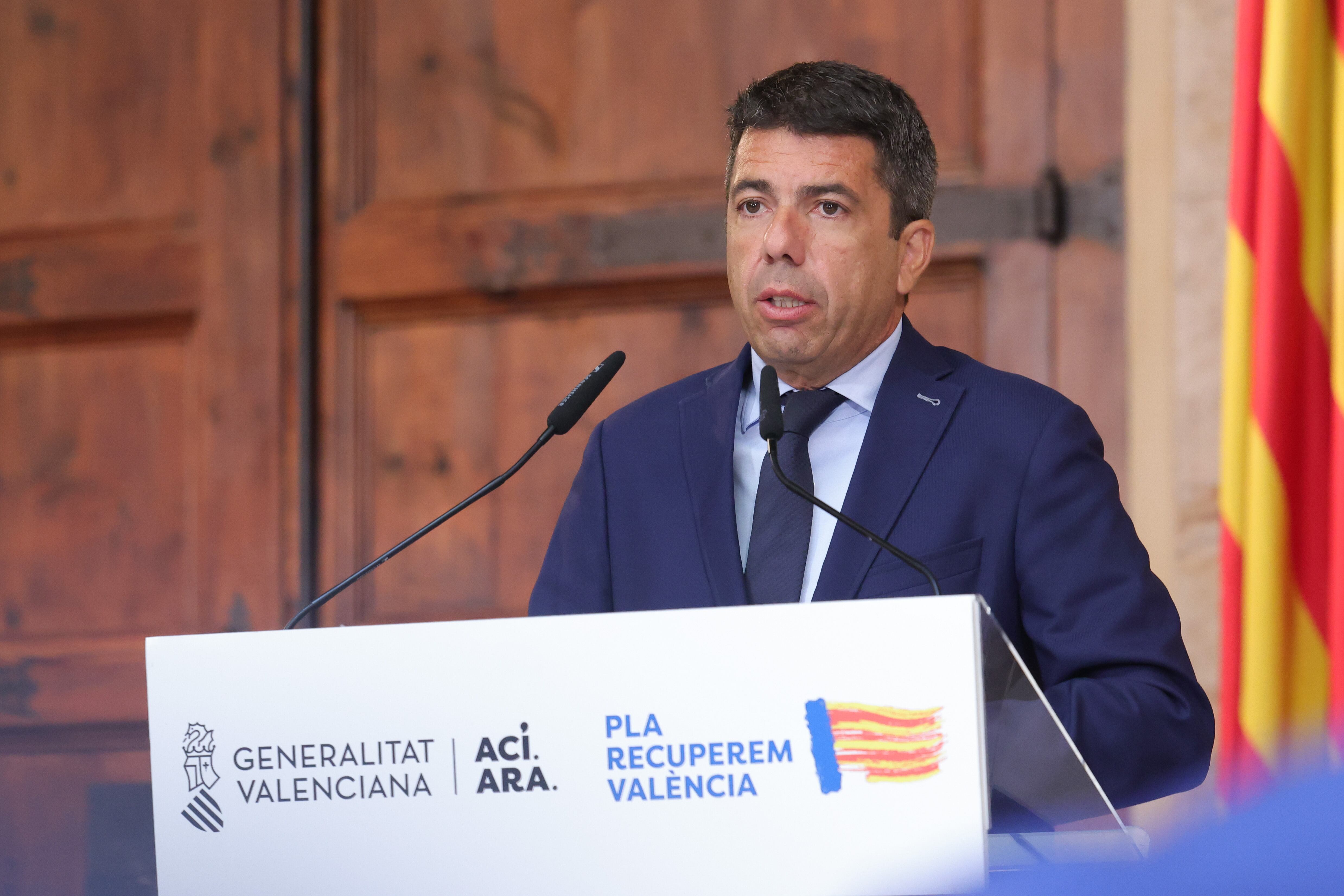 Carlos Mazón en una comparecencia en el Palau de la Generalitat
