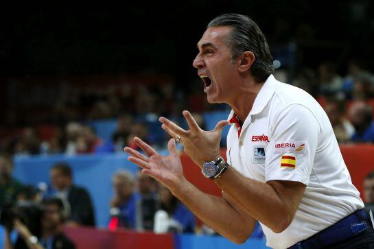 El técnico Sergio Scariolo, durante la final del Eurobasket entre España y Lituania.