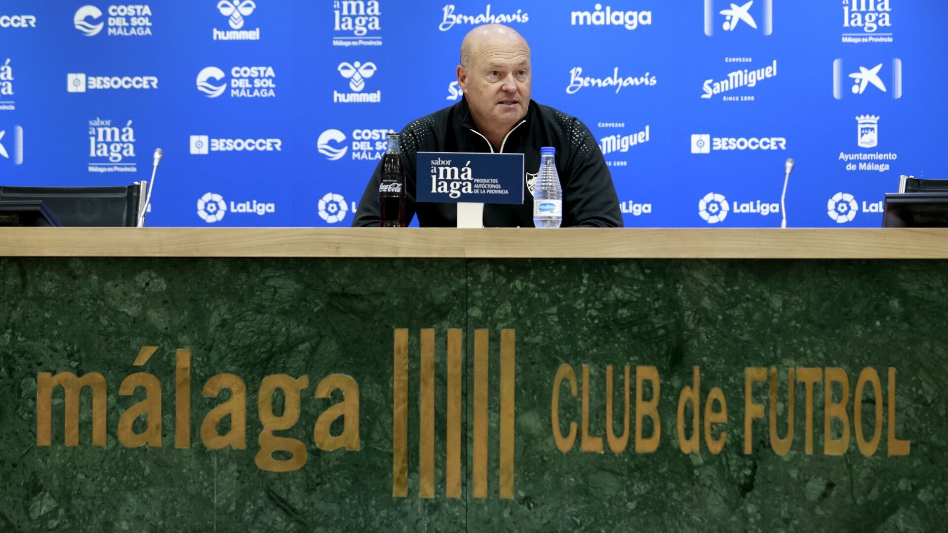 Pepe Mel, en la sala de prensa de La Rosaleda