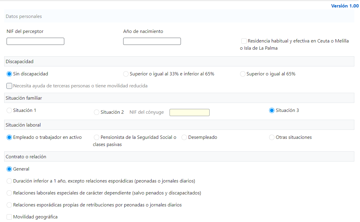 Hay un apartado de datos personales en la calculadora del IRPF de 2023