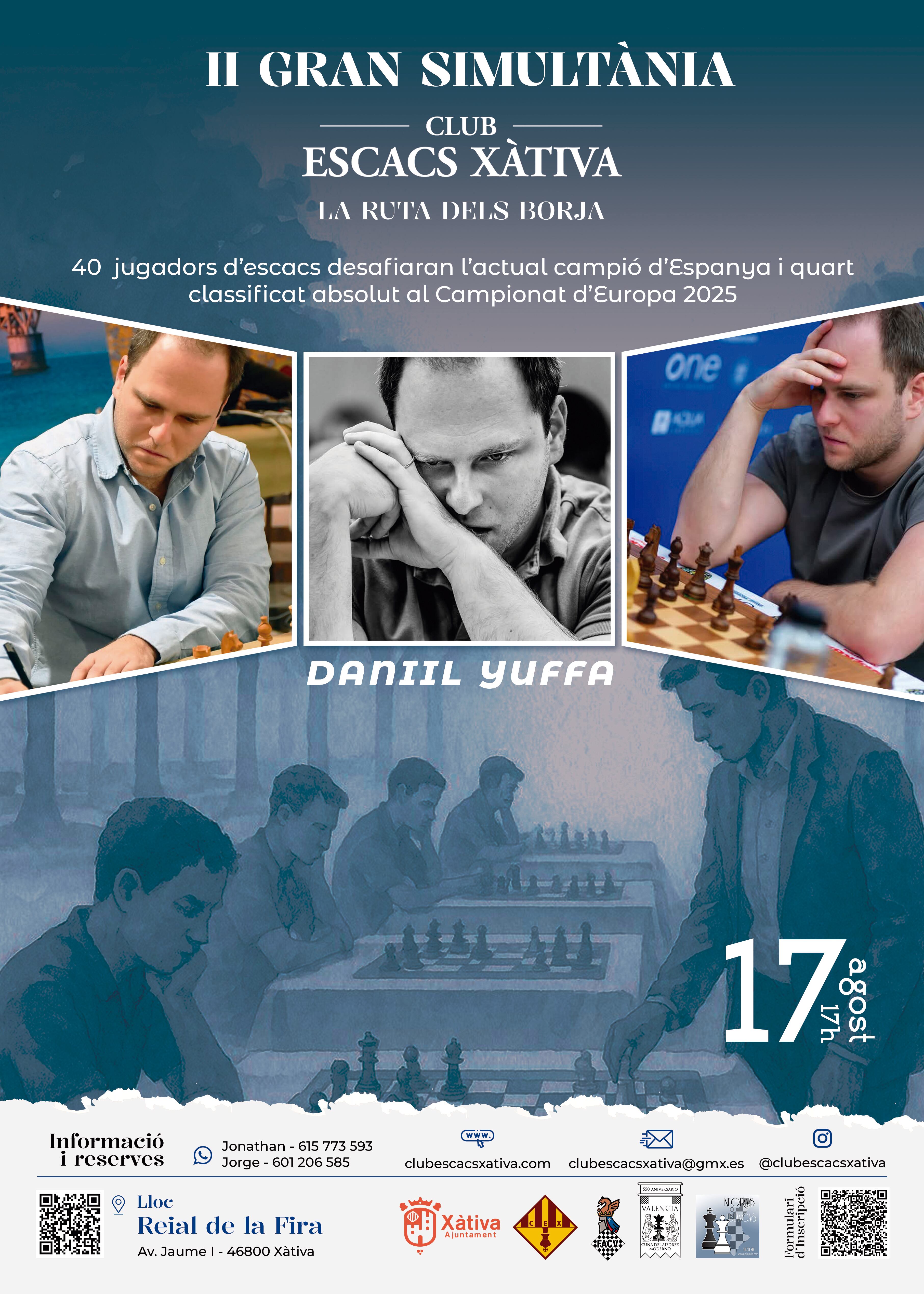 Cartel II Simultanea "Ruta dels Borja" (Imágen: Club Escacs Xàtiva)