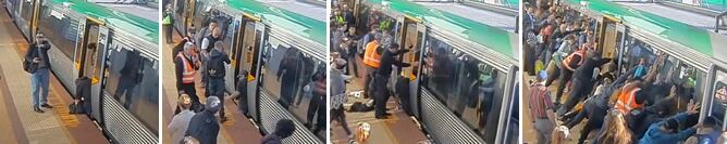 La fuerza de decenas de personas unidas ha logrado mover un vagón del metro de Perth (Australia) para liberar a un hombre cuya pierna había quedado atrapada entre el andén y el vagón