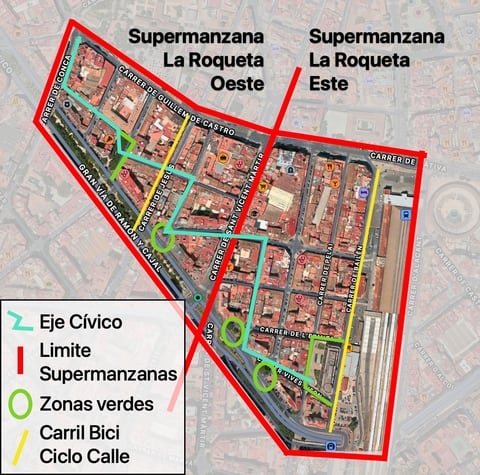 Así es la propuesta de los vecinos de La Roqueta para construir dos supermanzanas en el centro de València.