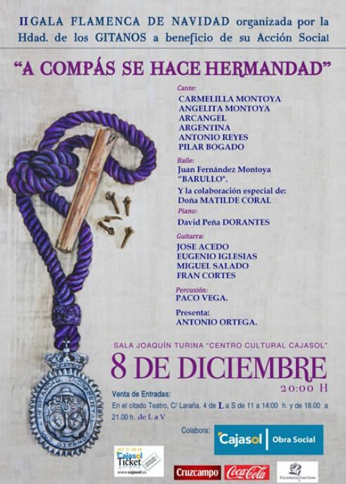 Cartel de la segunda gala flamenca de navidad organizada por la hermandad de Los Gitanos.