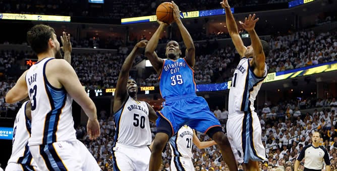 Kevin Durant ha llevado a los Thunder de Oklahoma City a la victoria frente a los Grizzlies de Gasol en Memphis