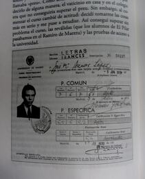 Imagen extraída del libro de Aznar correspondiente a las calificaciones preuniversitarias del expresidente del Gobierno. En ella, se puede observar que Aznar obtuvo un 6,4 de nota de media.