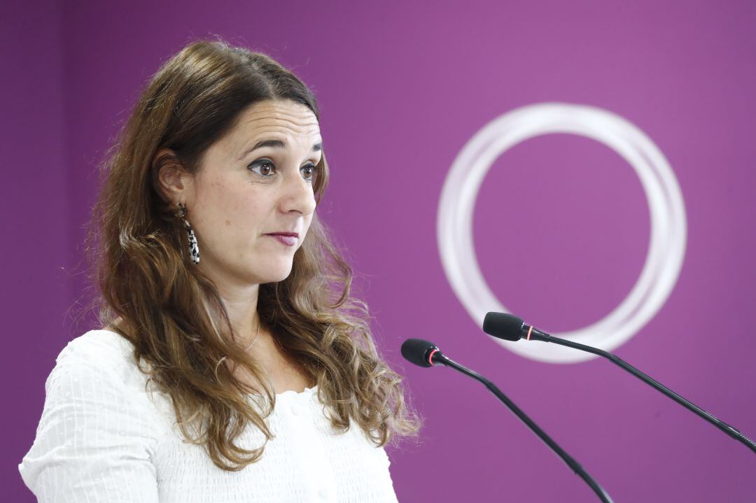 Noelia Vera, durante un acto de Podemos