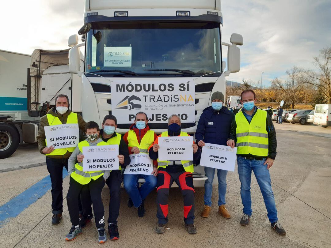 Camioneros en la protesta organizada por Tradisna