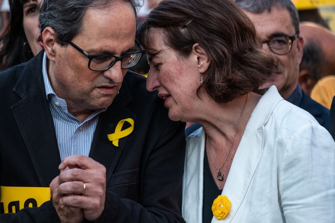 La presidenta de la ANC, Elisenda Paluzie, junto al presidente de la Generalitat, Quim Torra