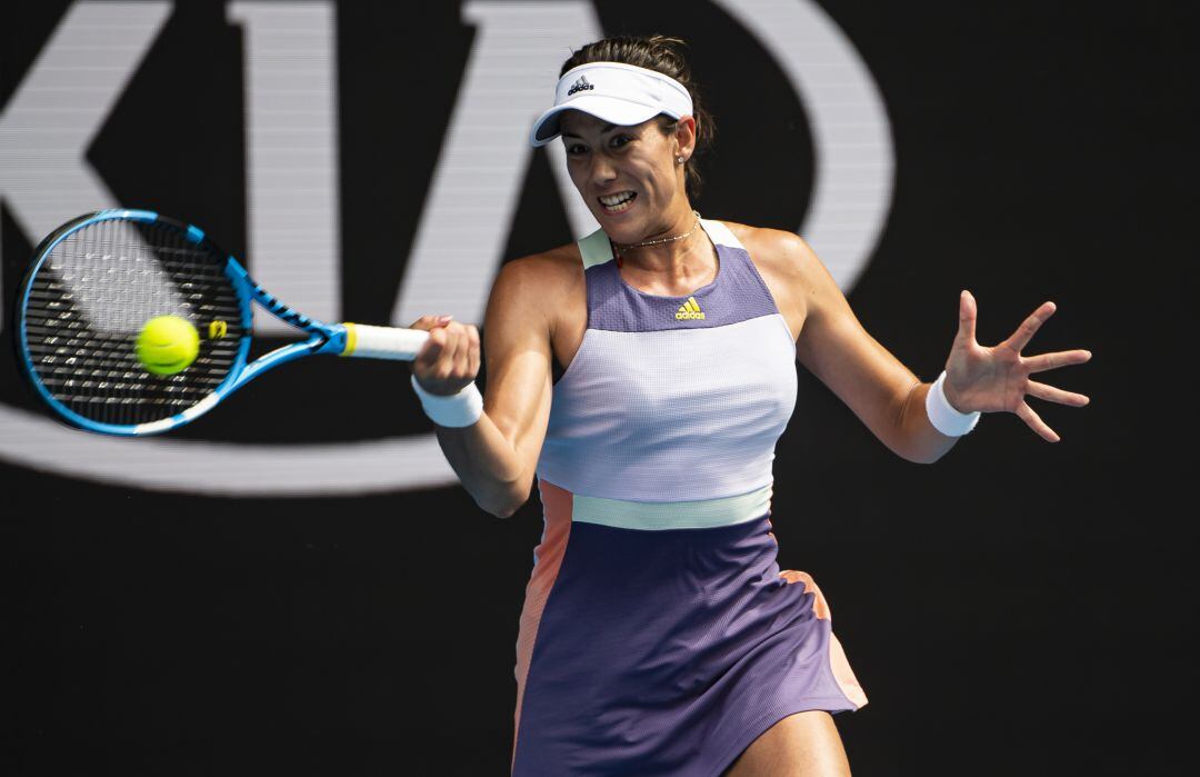 Garbiñe Muguruza, en su partido de octavos de final del Open de Australia.