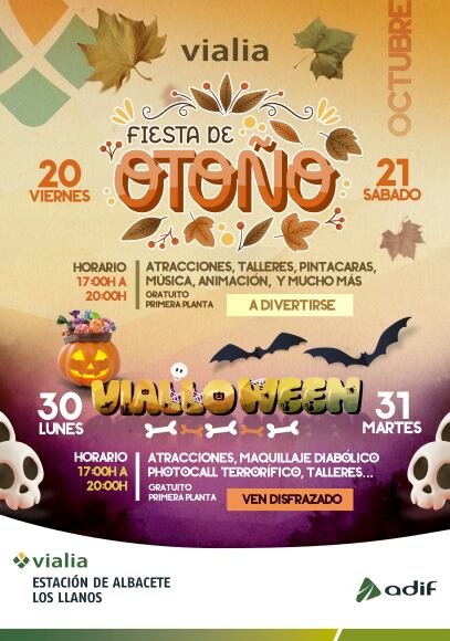 La estación de Adif vialia Albacete Los Llanos arranca la temporada con la fiesta ‘de otoño’ y la celebración de Halloween