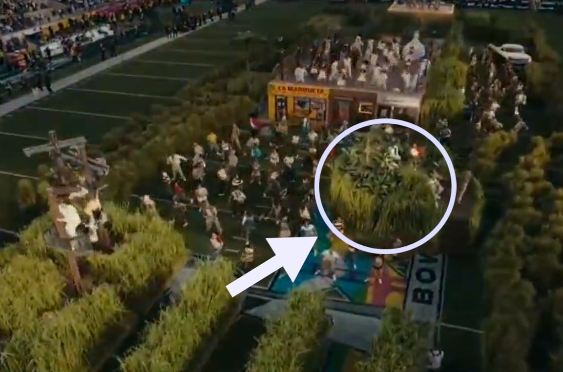 Captura de un instante de la actuación de Bad Bunny en la Super Bowl