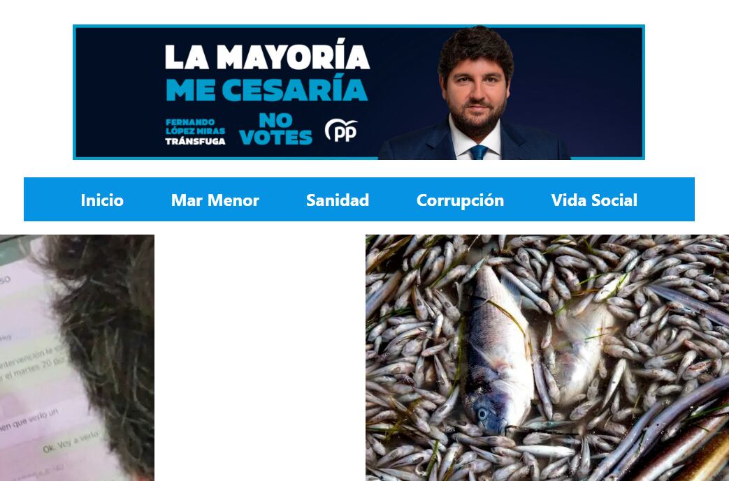 El PP denuncia ante la Junta Electoral una página web que parodia la campaña electoral de Fernando López Miras
